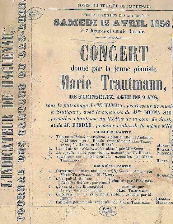 Concert de Marie Jaëll à Haguenau